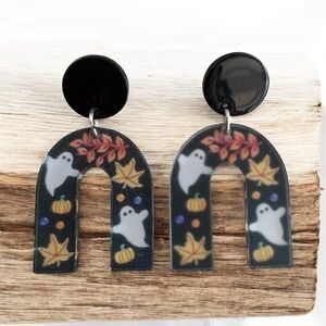 Halloween Ghost Spooky Acrylic Dangle Earrings!